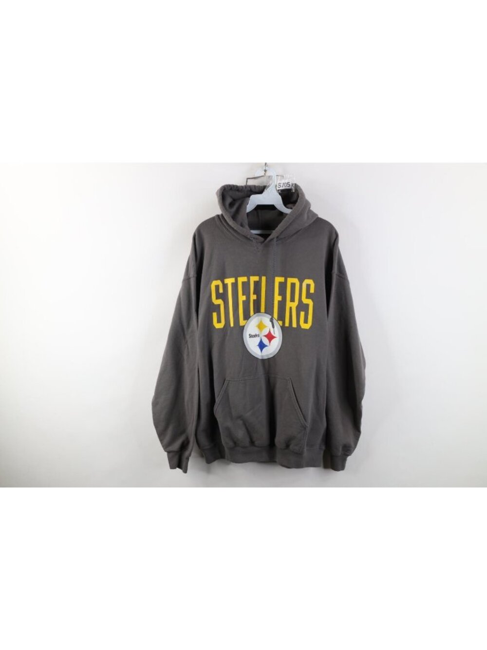 Vintage Mens XL Faded Spell Out Pittsburgh Steelers Football Hoodie Sweatshirt